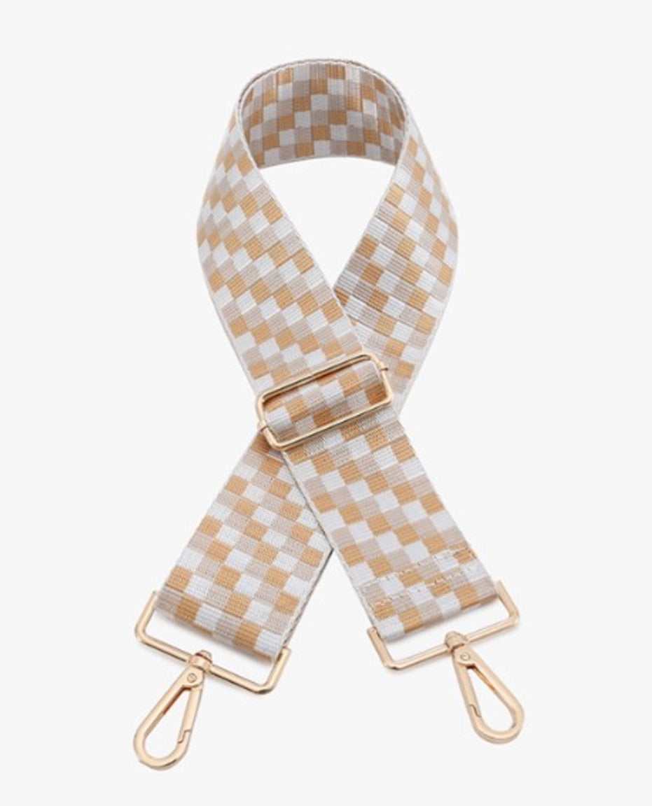 Checkered - Multi Beige Guitar Strap