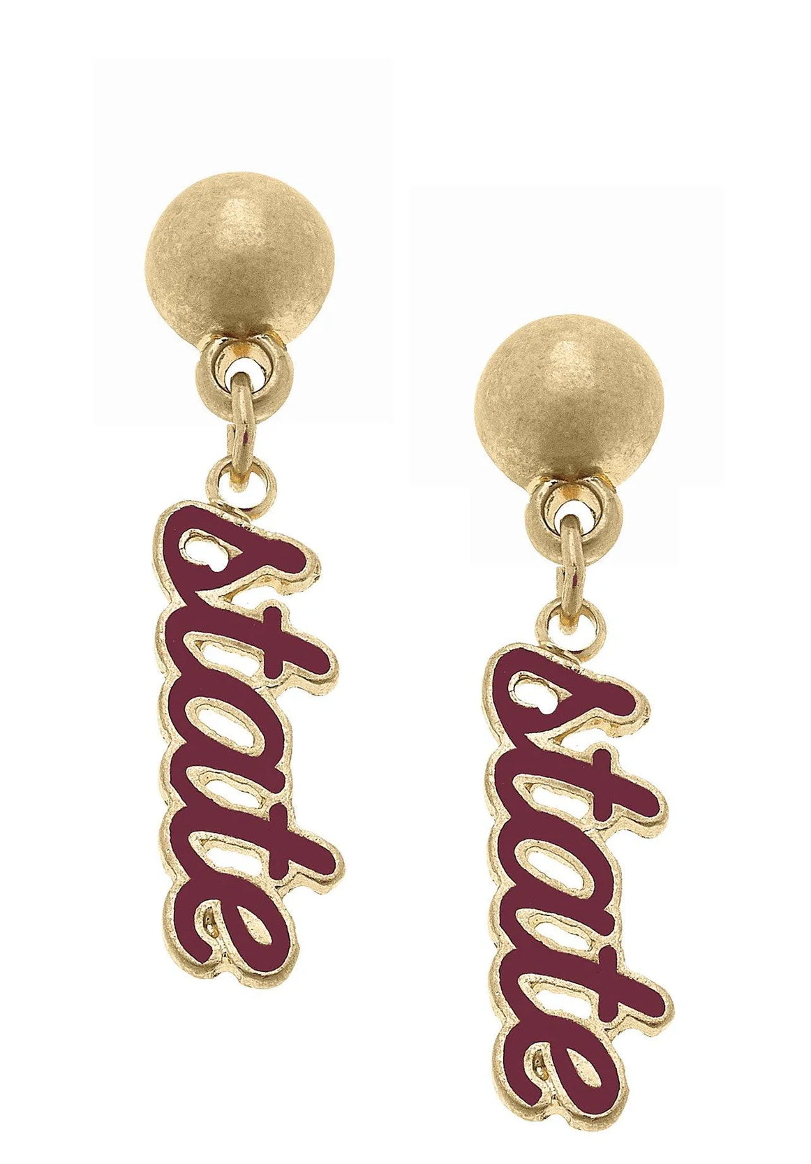 Mississippi State Bulldogs Script Earrings In Maroon