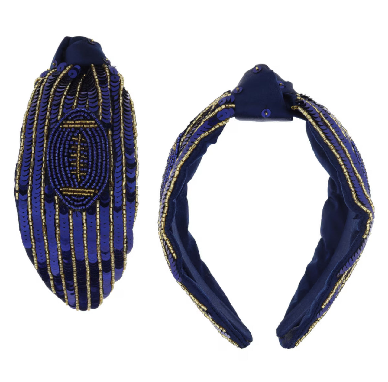 Navy Sequin Football Headband
