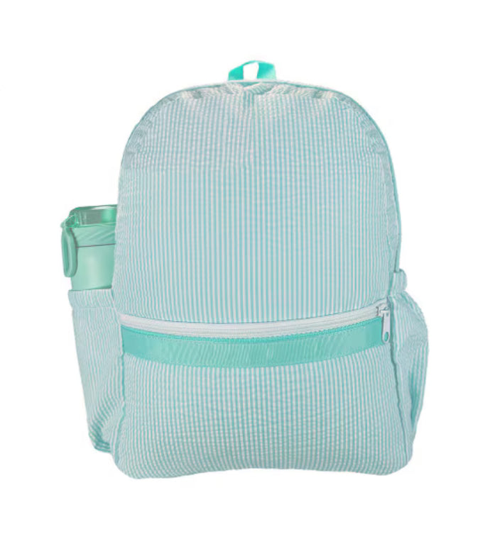 Mint Seersucker Backpack