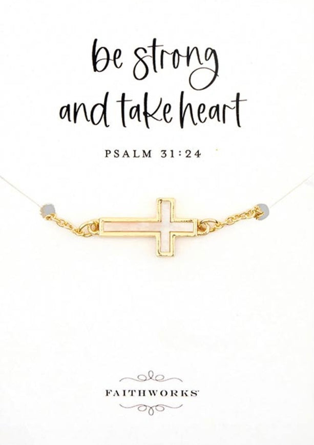 Mother Of Pearl Cross Bracelet