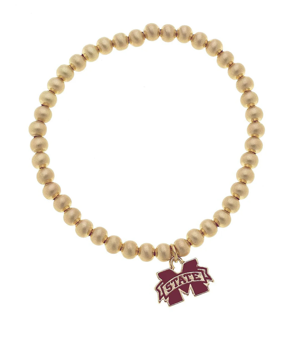 Mississippi State Bulldogs Ball Bead Stretch Bracelet in Gold