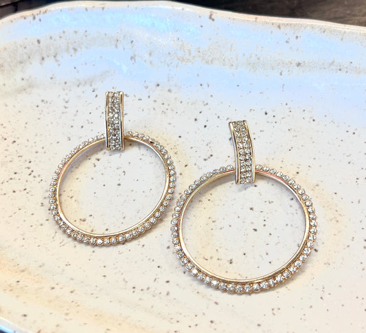 Pave Rhinestone Door Knocker Earring