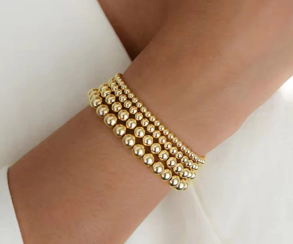Stainless Steel Waterproof Gold Beaded Bracelets