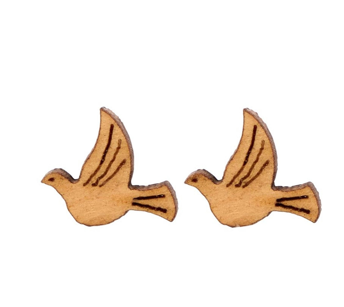 Ephesians 1:13 Wood Bird Earrings