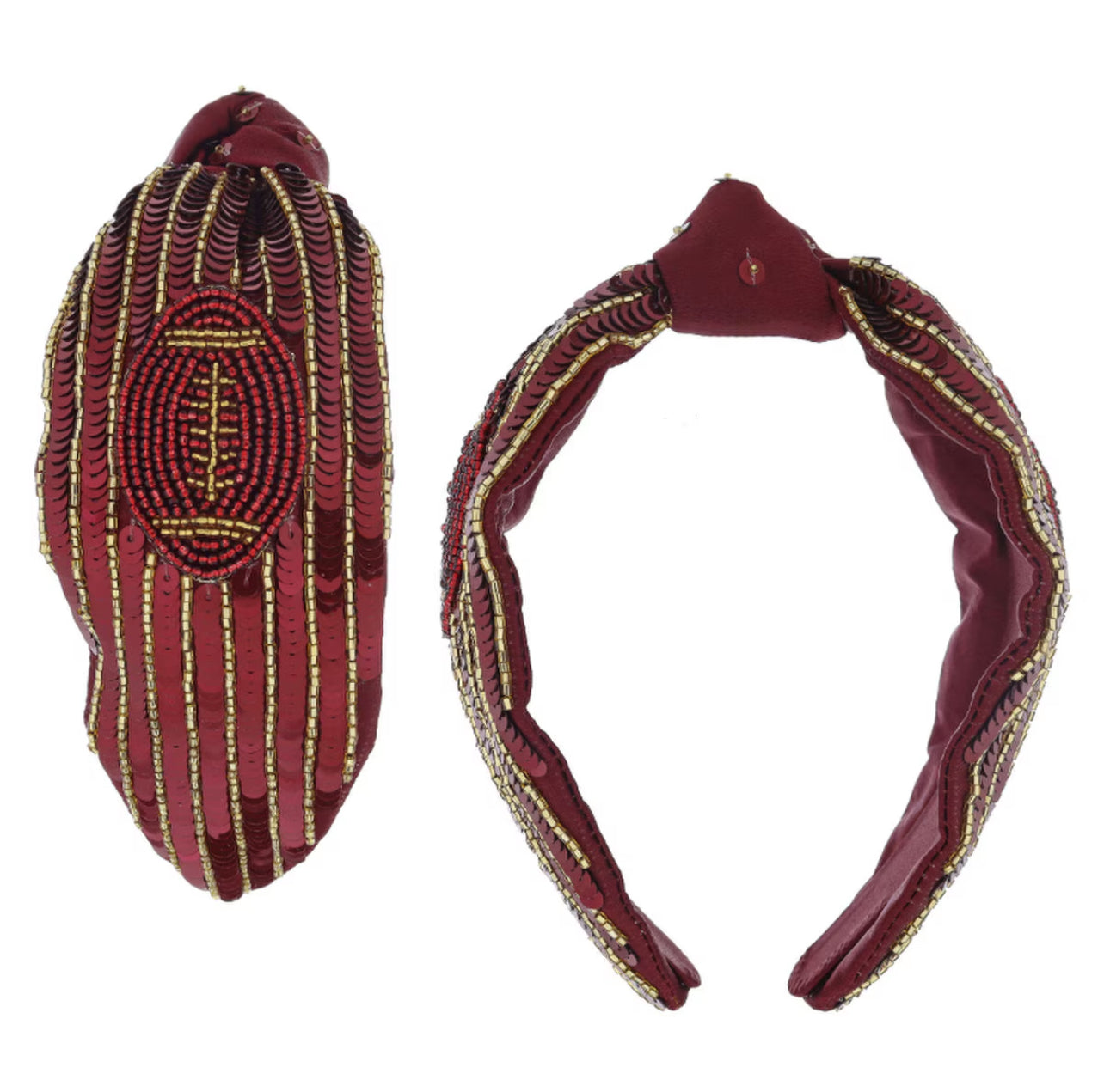 Maroon Sequin Football Headband