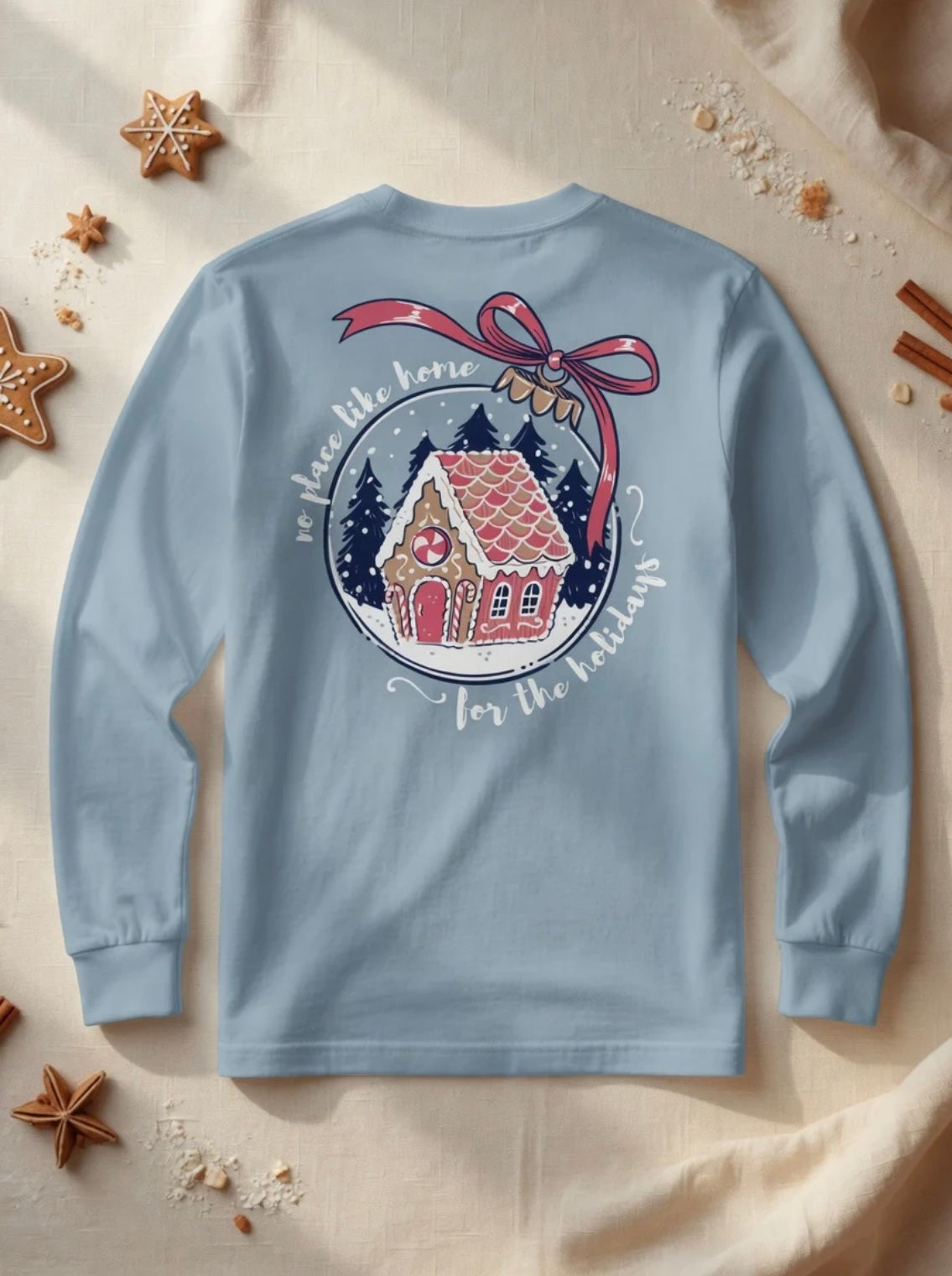 Blue Gingerbread Ornament Long Sleeve Tee