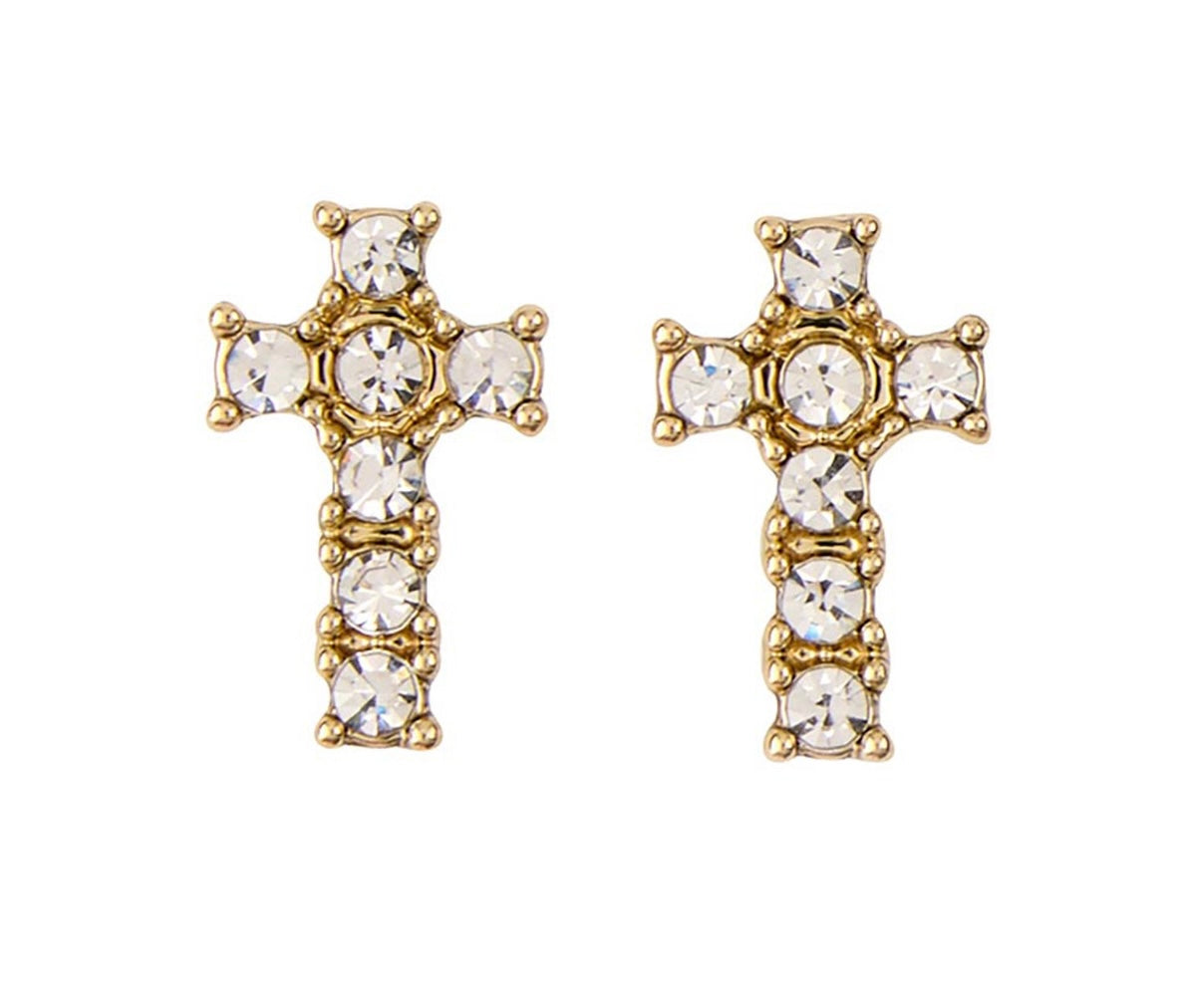 Dimond Filled Cross Earrings