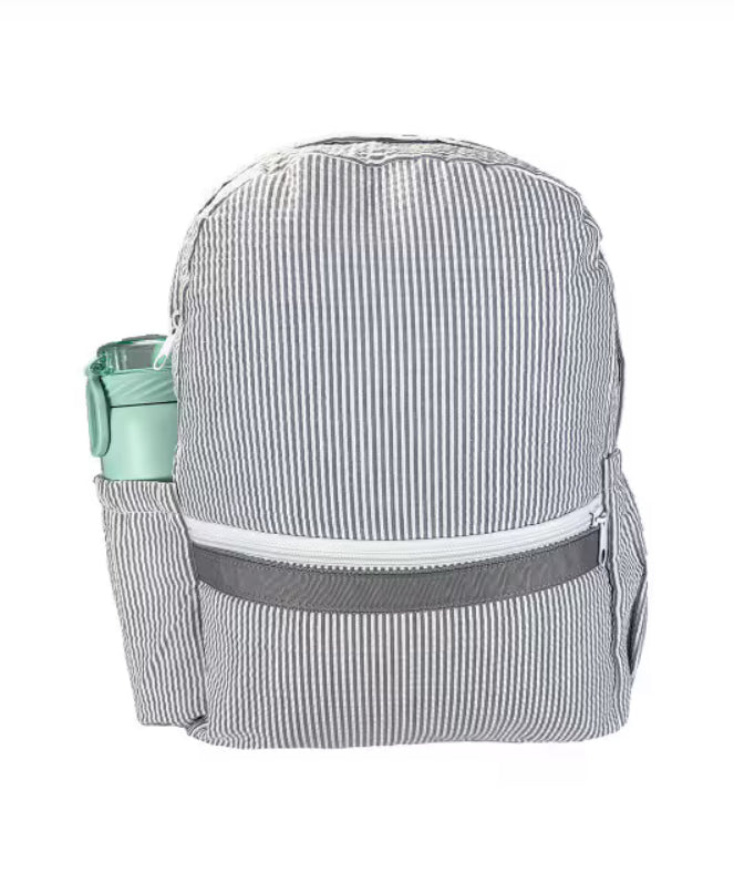 Grey Seersucker Backpack