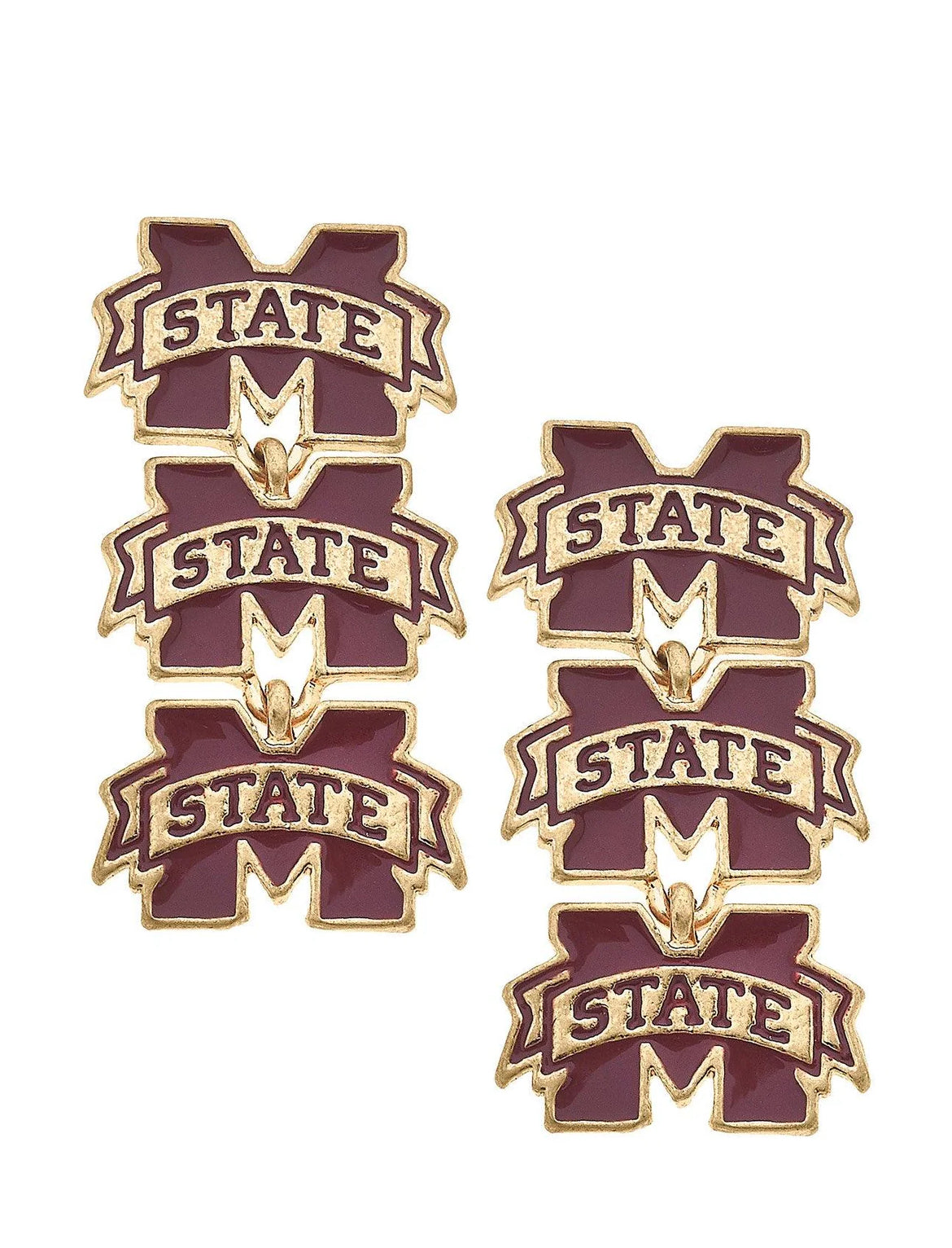 Mississippi State Bulldogs Triple Drop Earrings