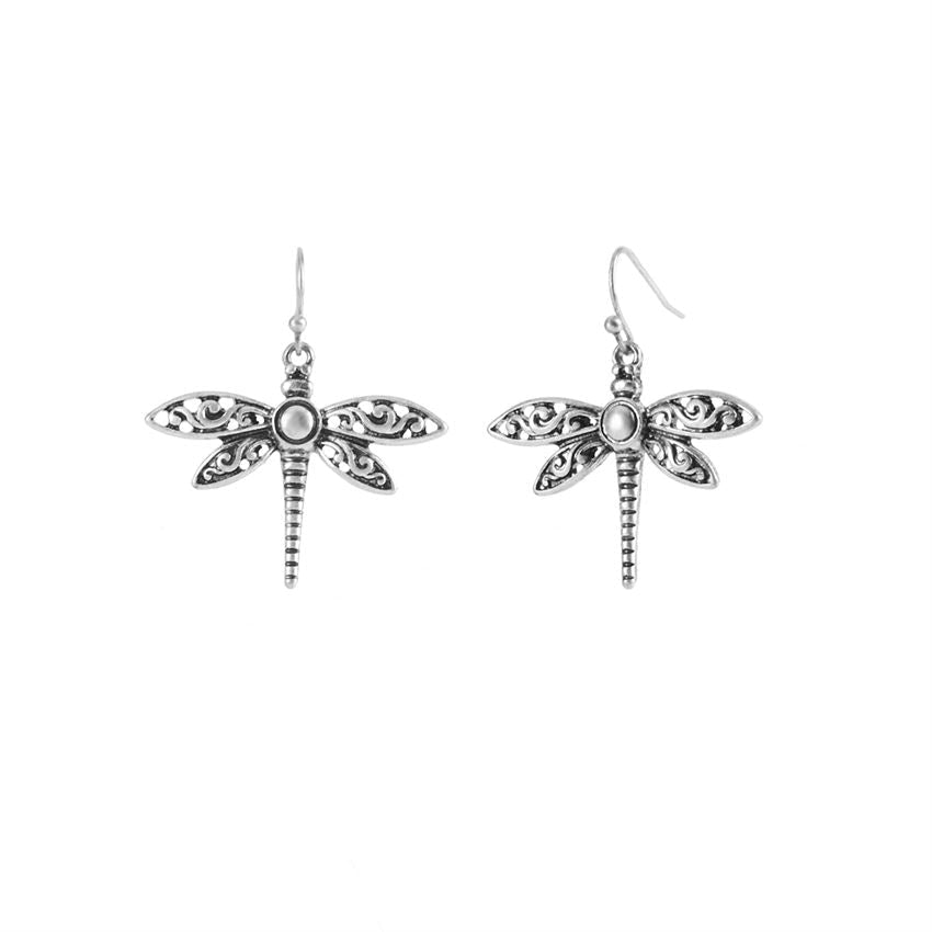 Antique Silver Dragonfly Dangle