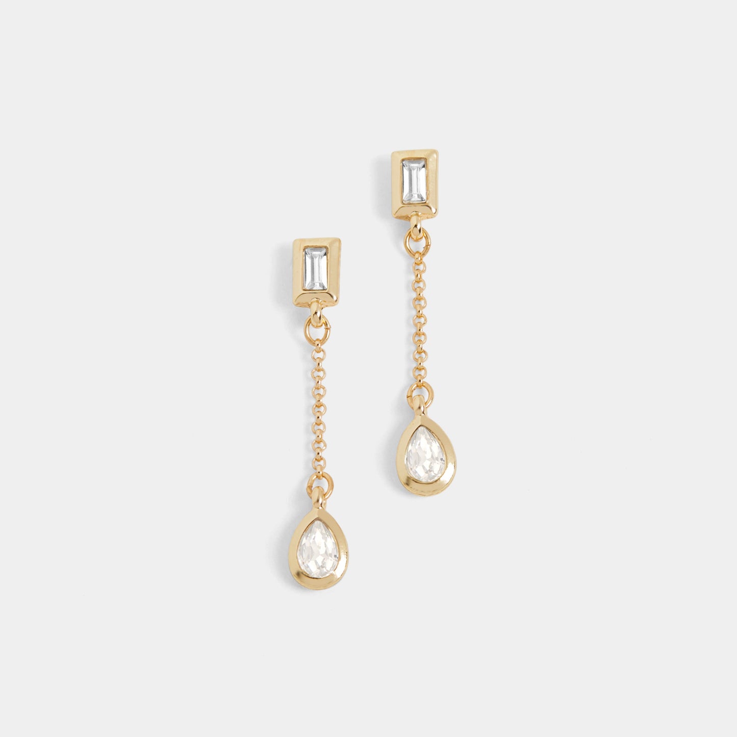 Gold Baguette Stone Chain Drop