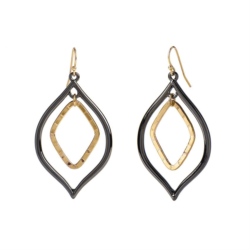 Mixed Metal Open Tear Drop Dangle