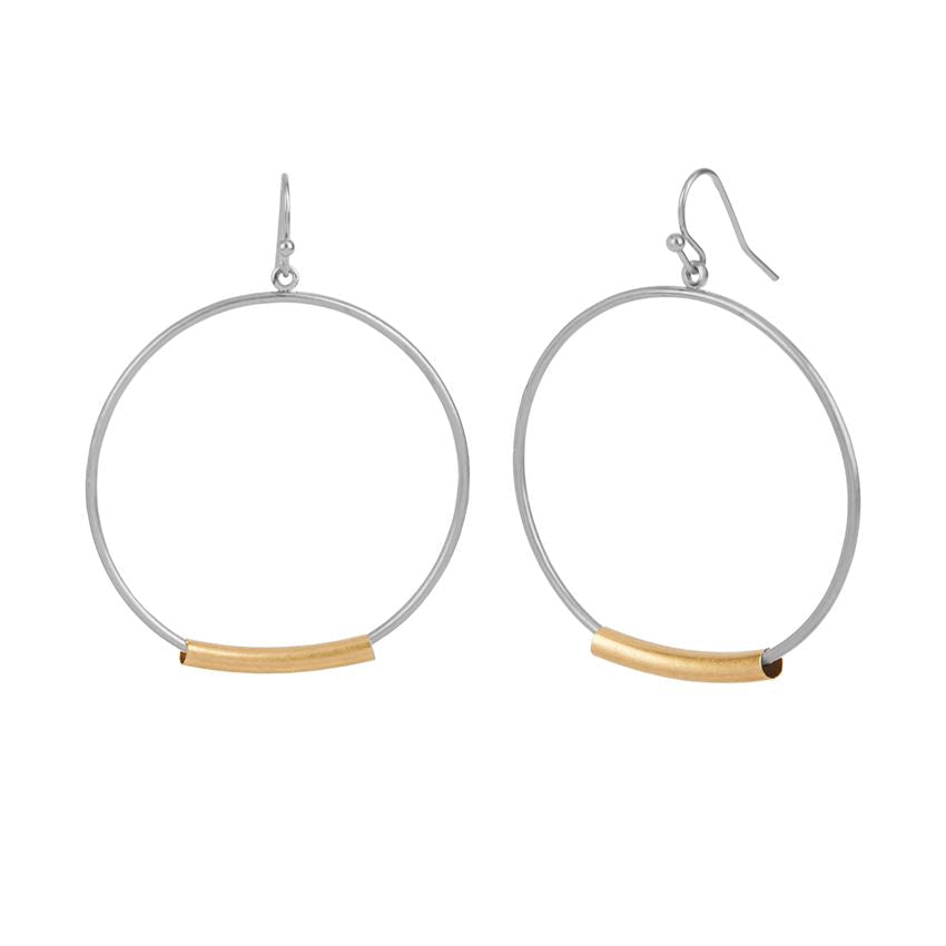 Silver Hoop with Metal Bar