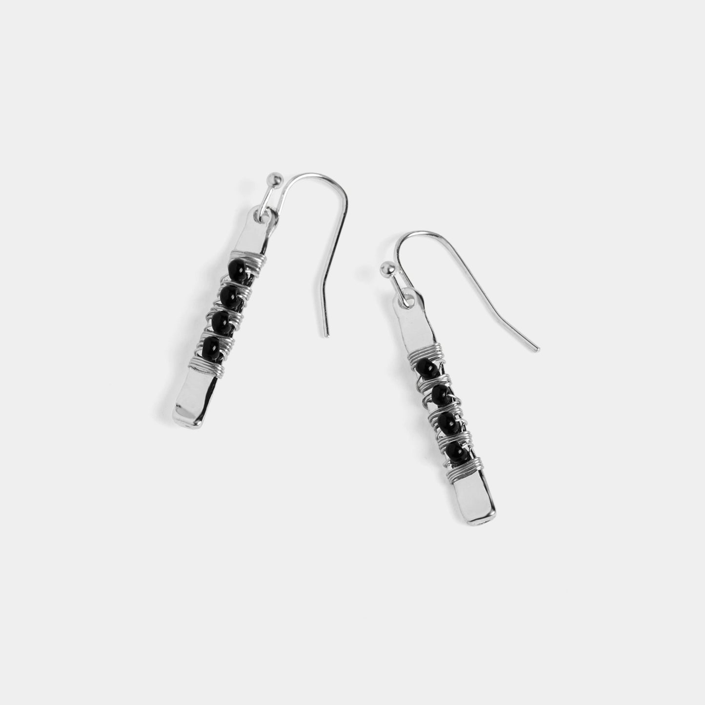 Silver/Black Bead Bar Wire Wrap