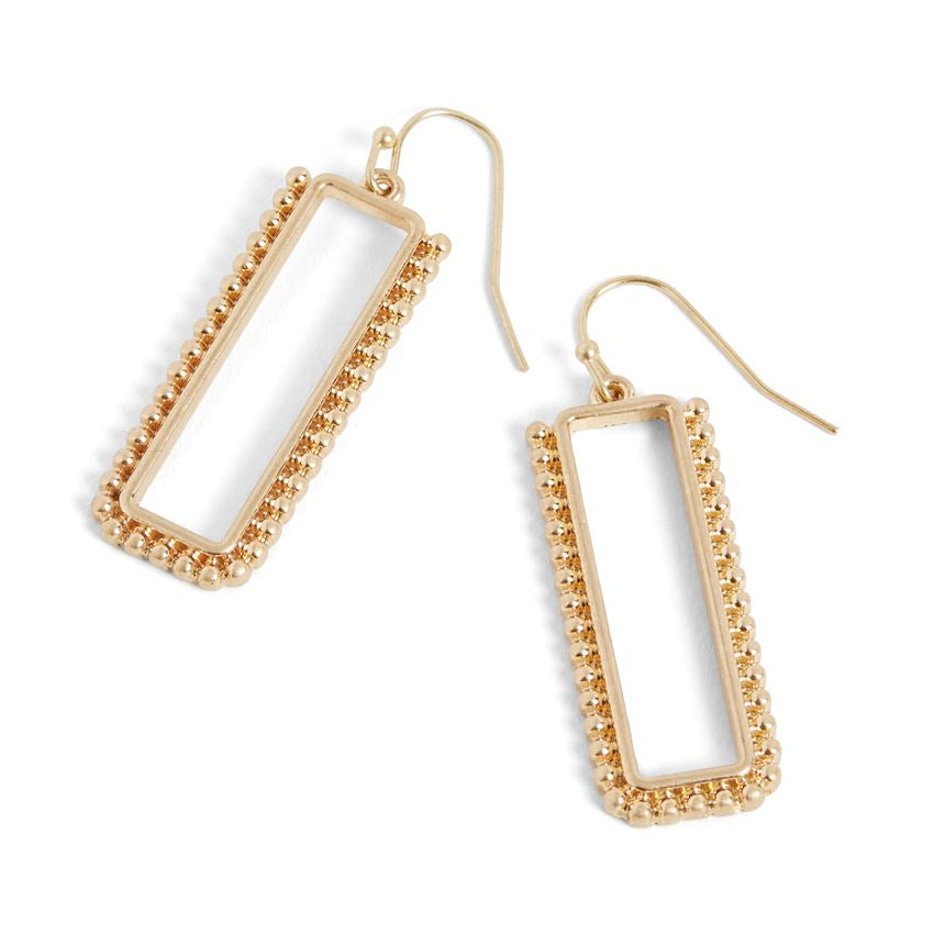 Studded Rectangle Drop- Gold