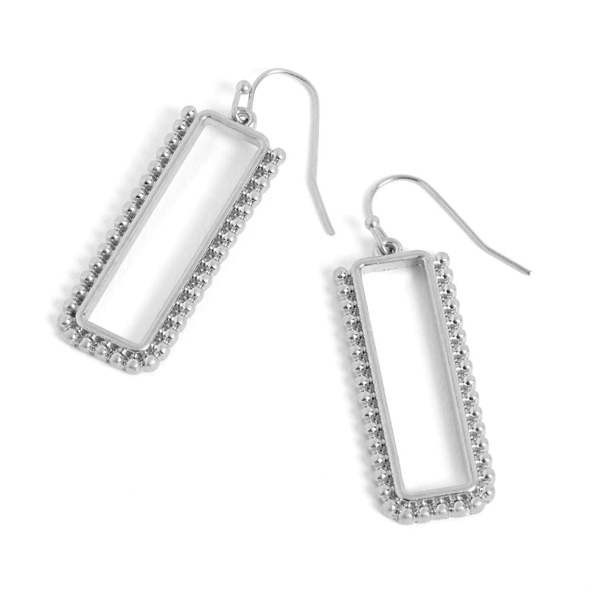 Studded Rectangle Drop- Silver