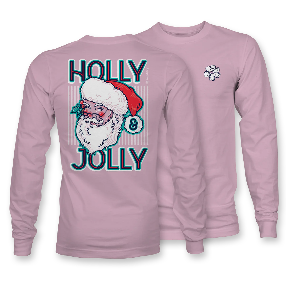 Light Pink Vintage Santa Long Sleeve