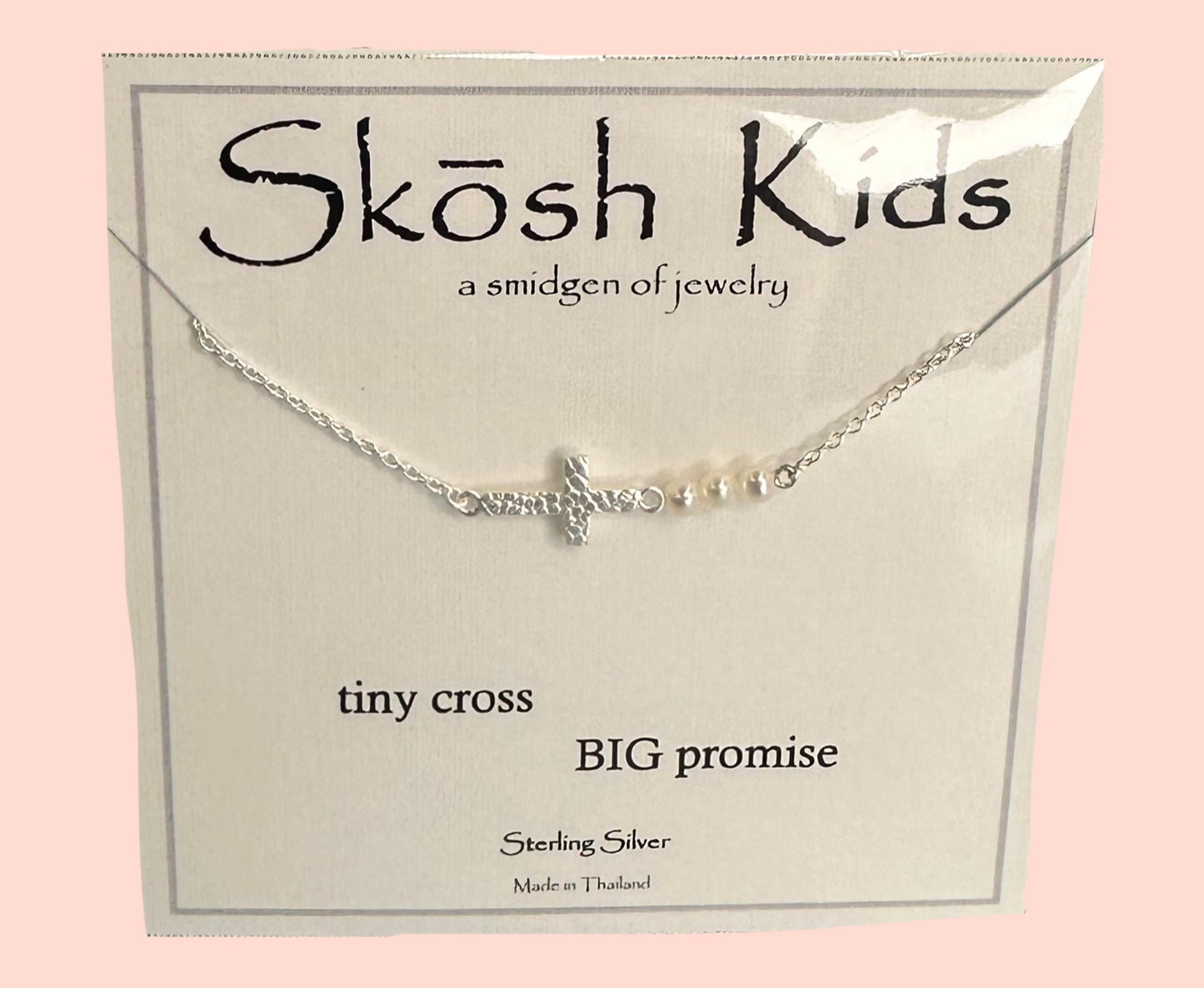 Skosh Kids + Cross with Three Pearls Necklace