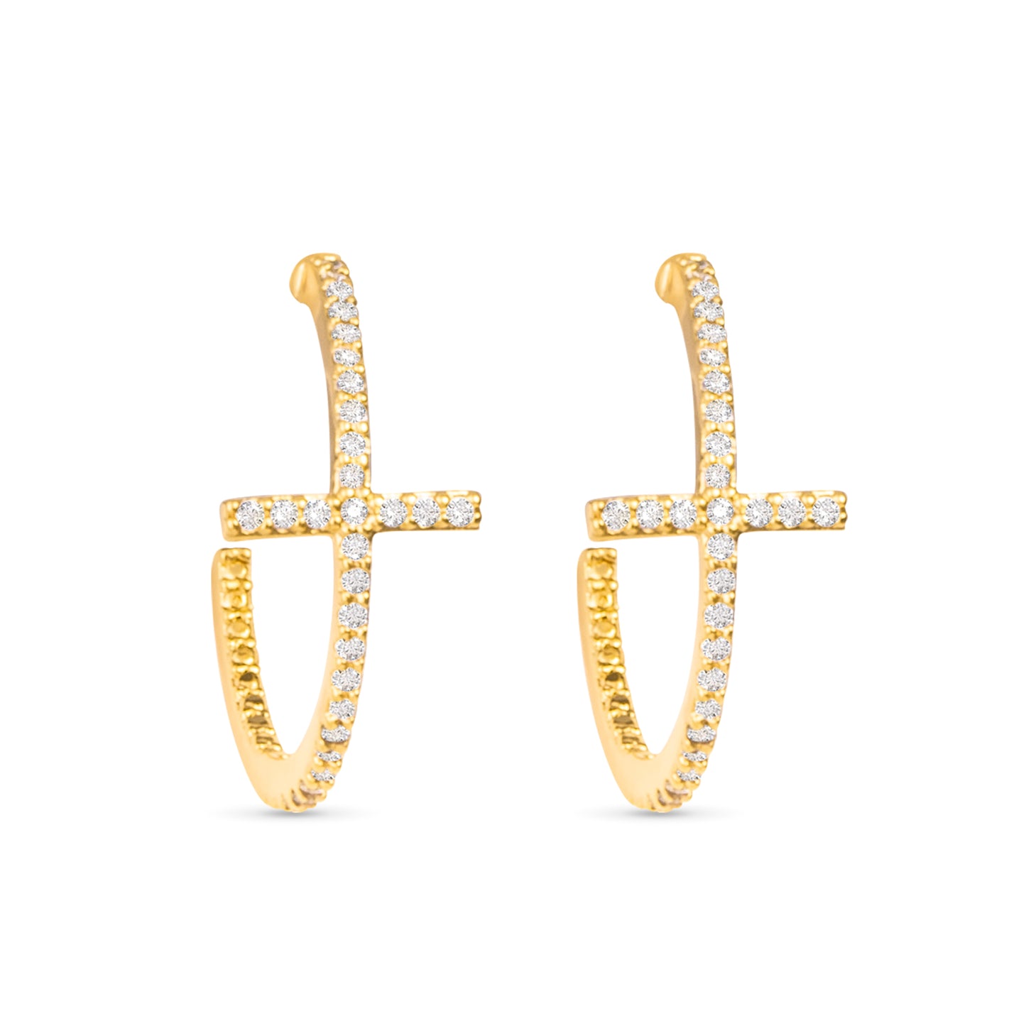 CZ Cross Hoop Earrings