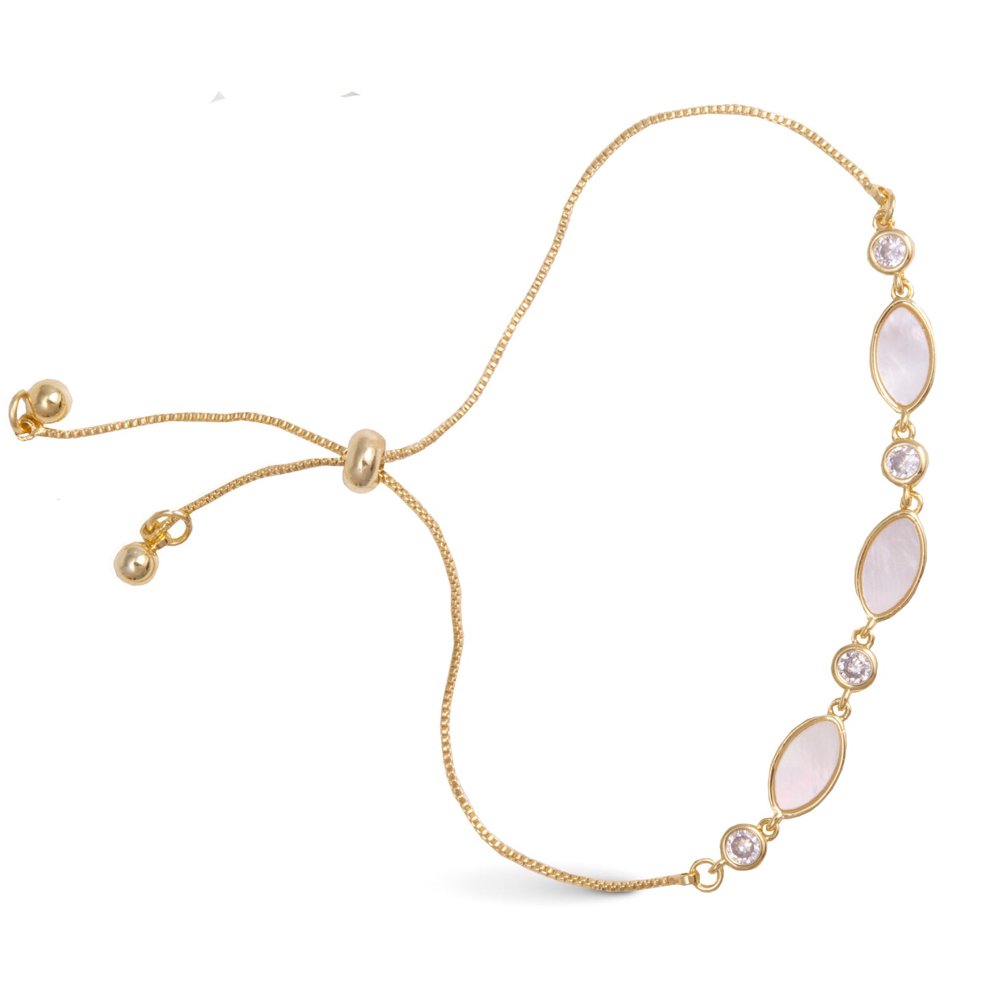 Gold Marquis MOP & CZ Pull-Cord Bracelet