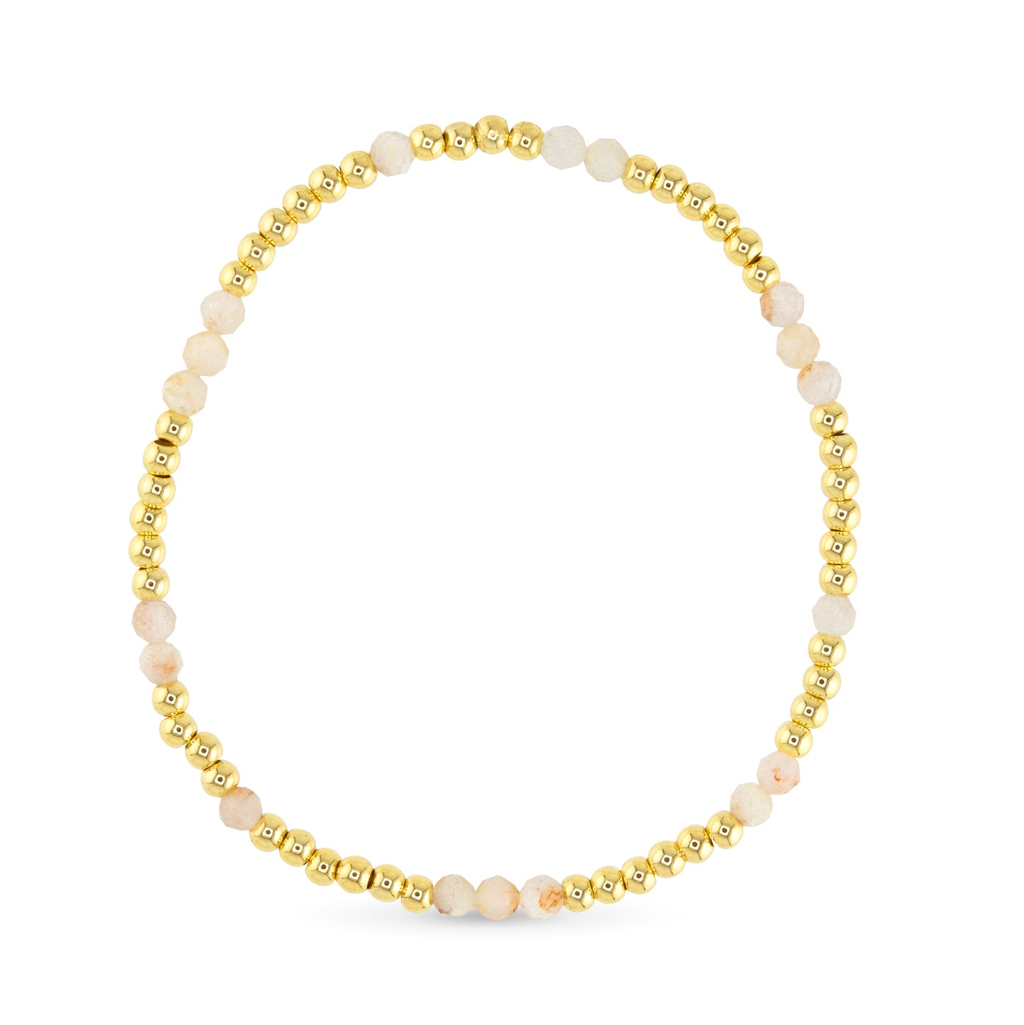 Gold Bead Milky Pink Beaded Stretch Bracelet