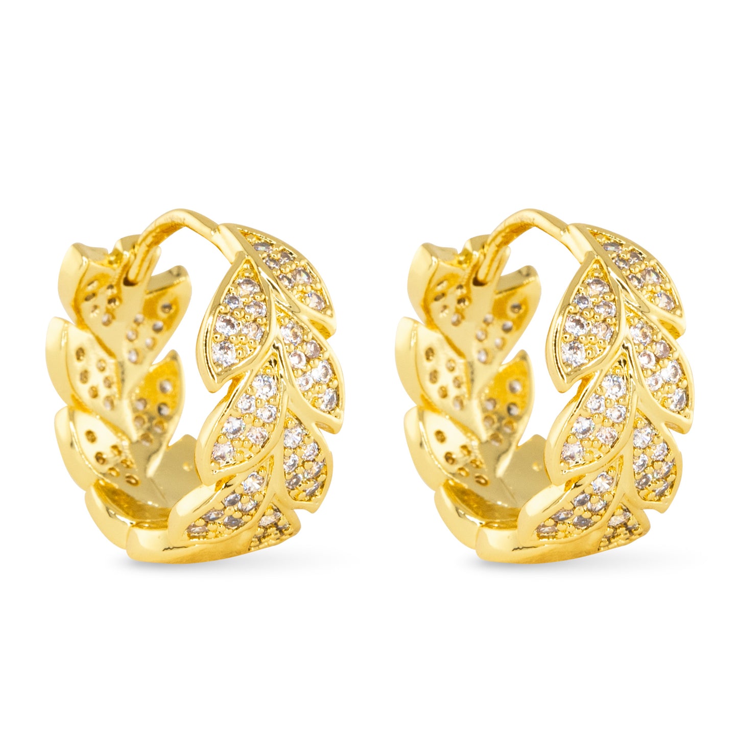 Gold Hoop Leaves Earring