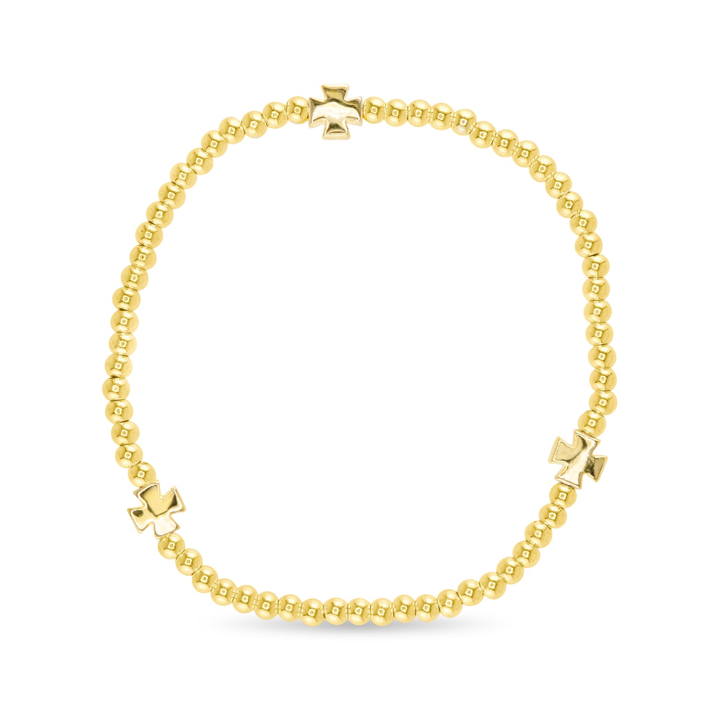 Gold Bead W/ Gold Cross Small Bracelet