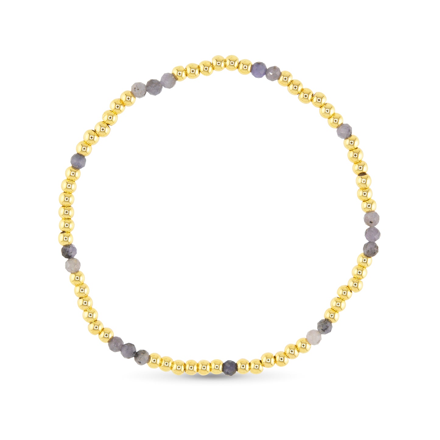 Gold Bead Milky Grey Beaded Stretch Bracelet