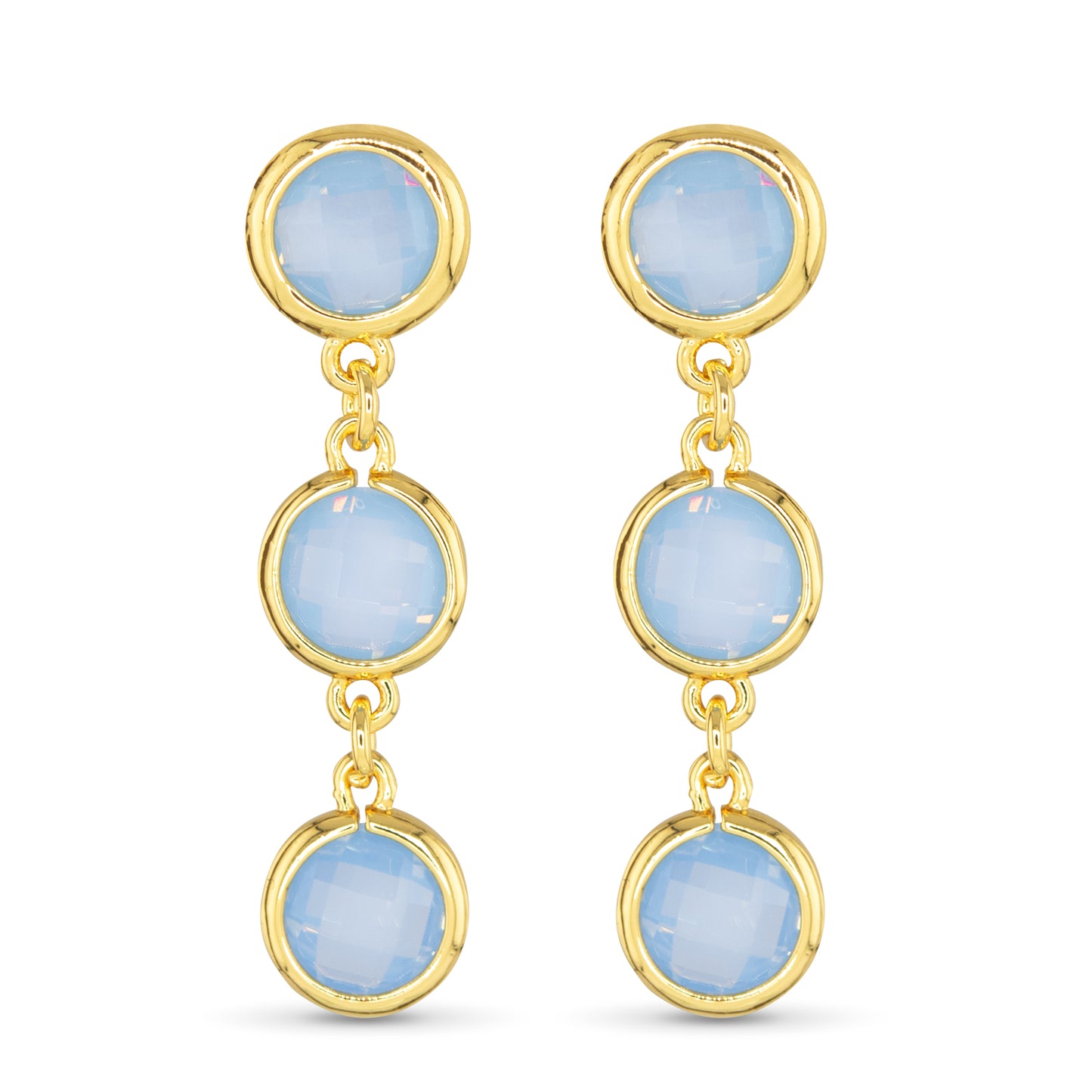 Gold/Blue Faceted CZ Earring