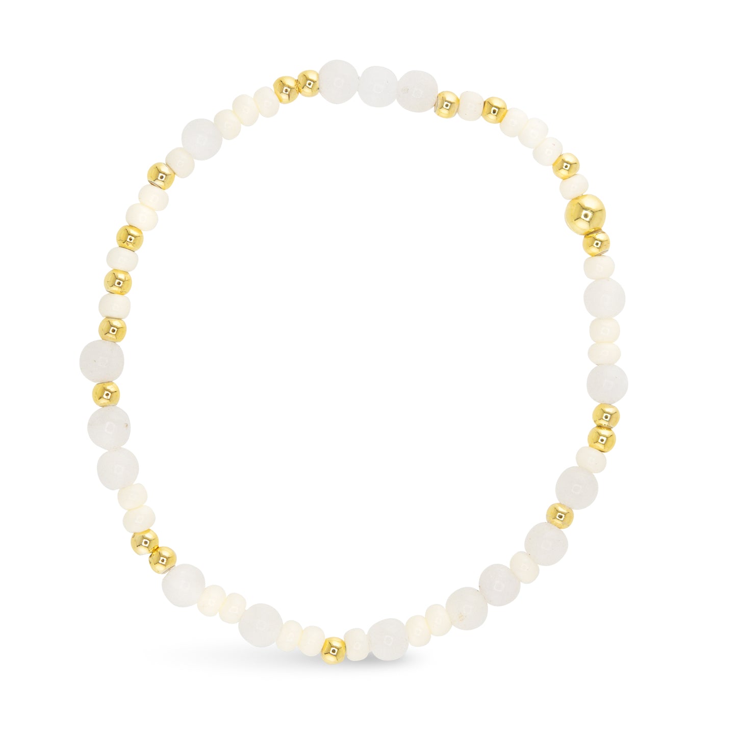 Gold Bead White Multi Bead Bracelet