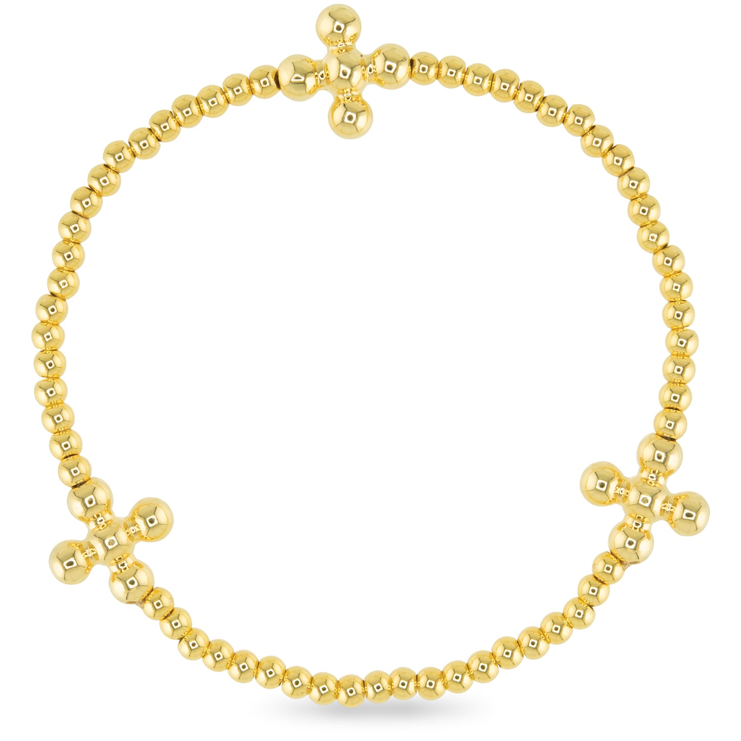Gold Bead w/ Beaded Cross Small Bracelet