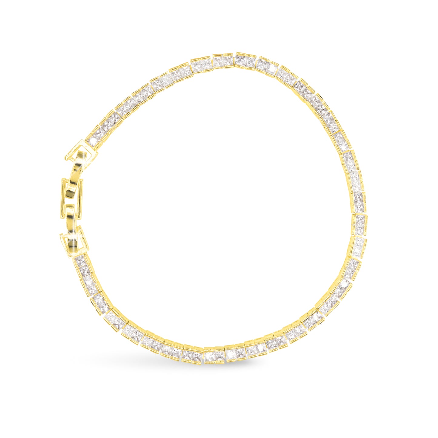 Gold CZ Channel Set Princess Tennis Bracelet