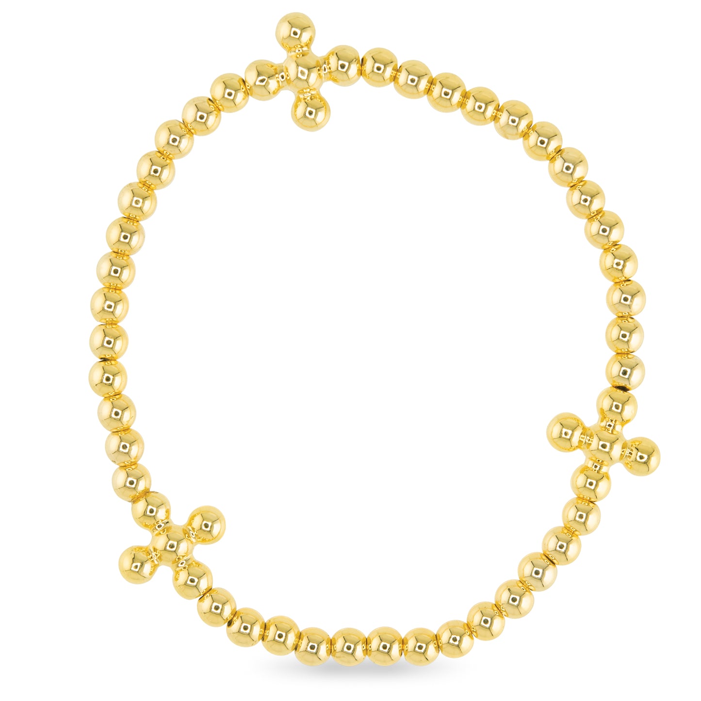 Gold Bead W/ Beaded Cross Large Bracelet