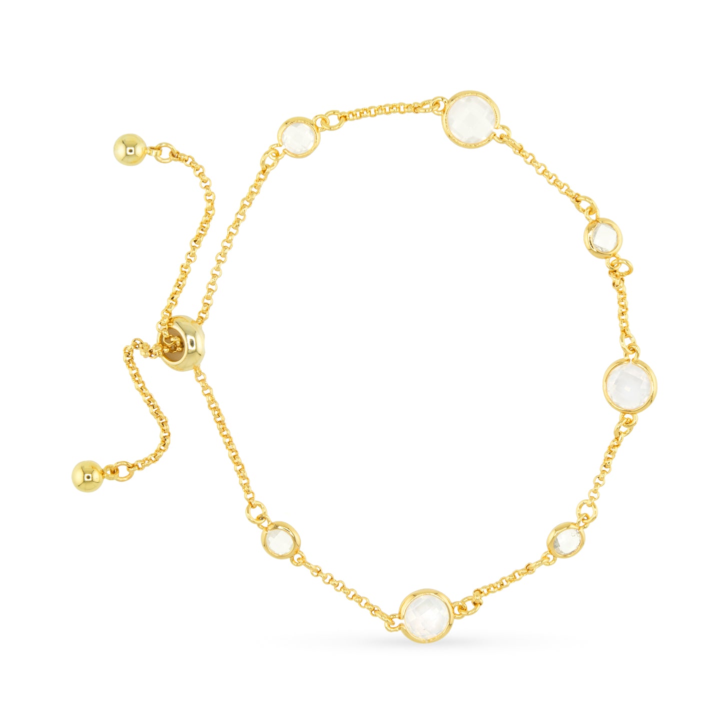 Gold Faceted Milky CZ Bracelet
