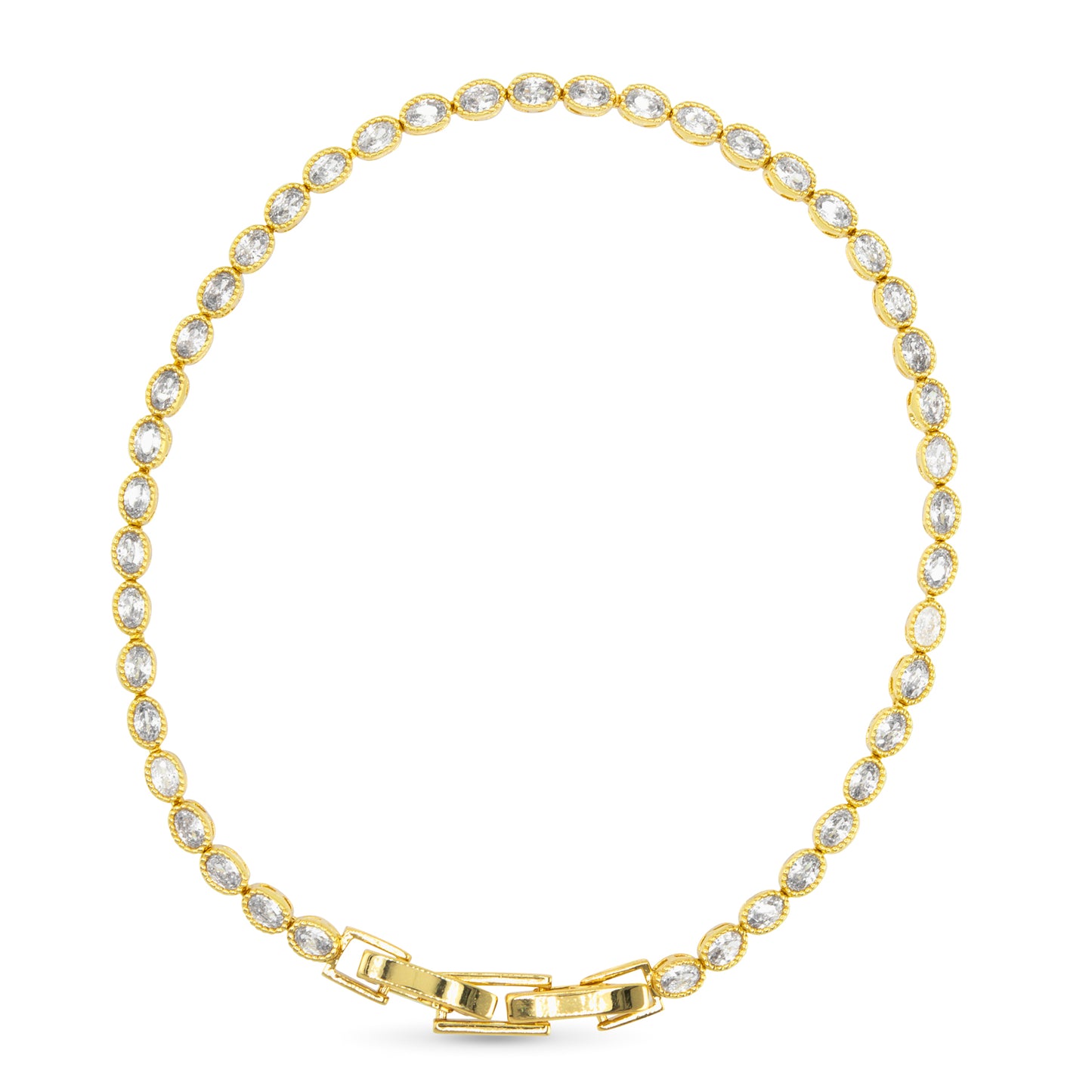 Gold CZ Oval Tennis Bracelet
