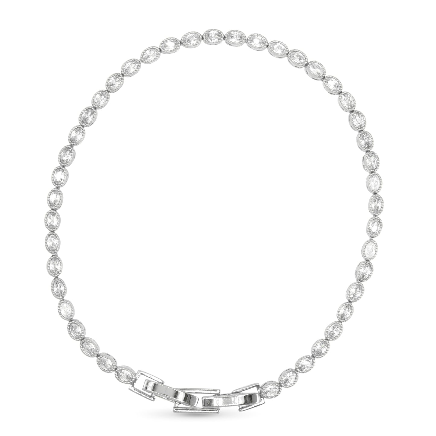 Silver CZ Oval Tennis Bracelet