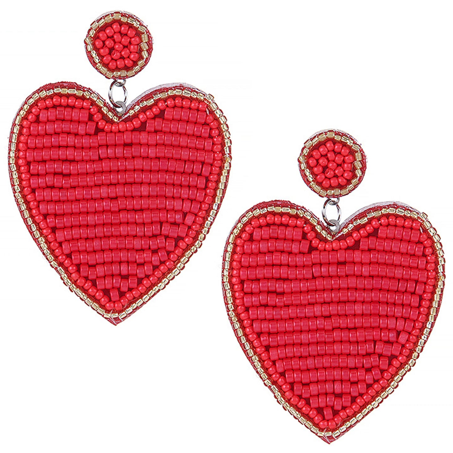Red Heart w/ Gold Outline Earrings