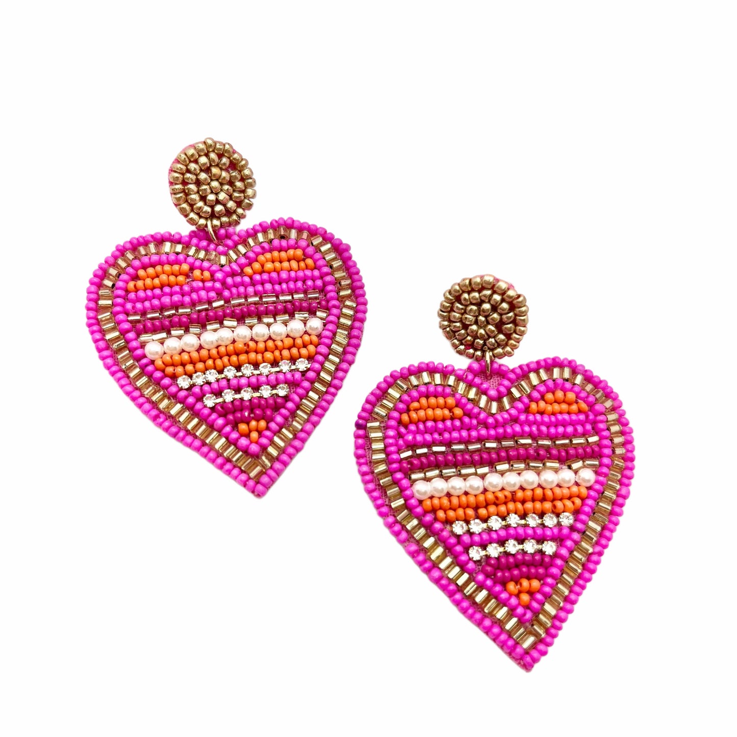 Big Striped Heart Earrings