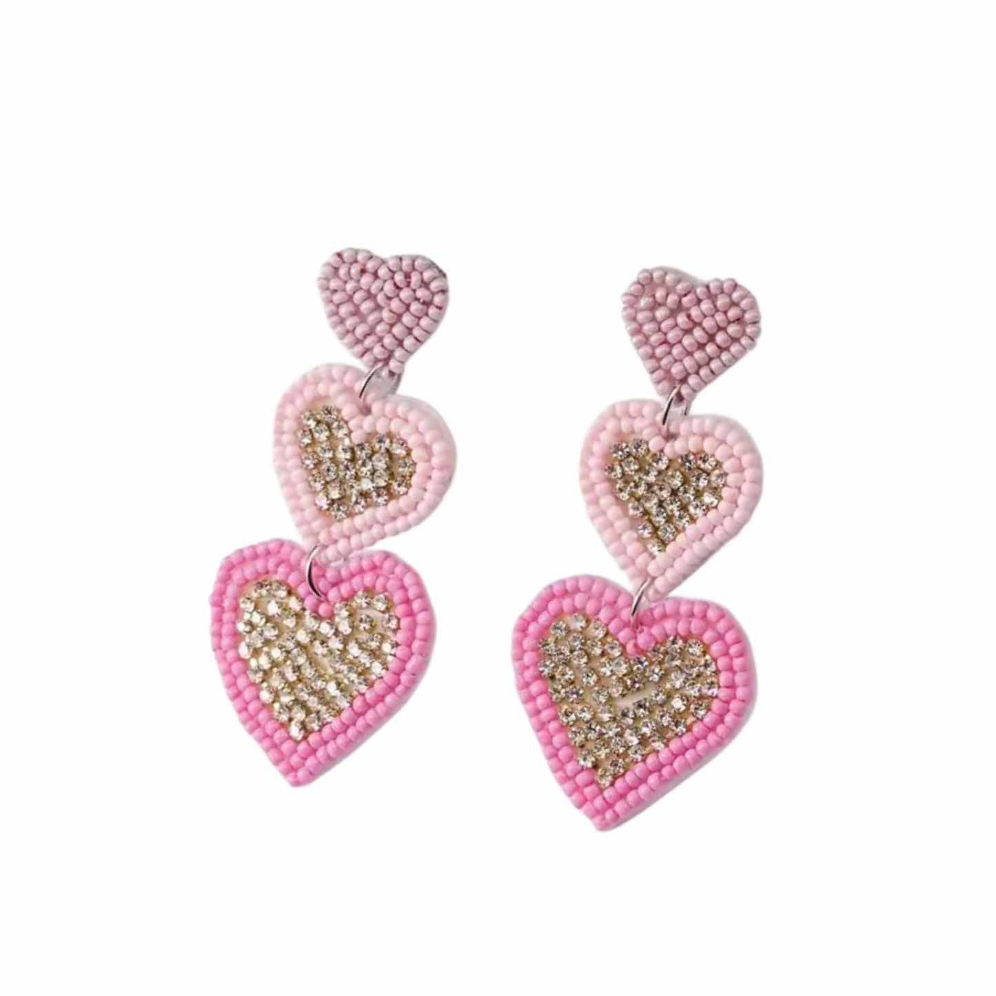 Triple Diamond Heart Earrings