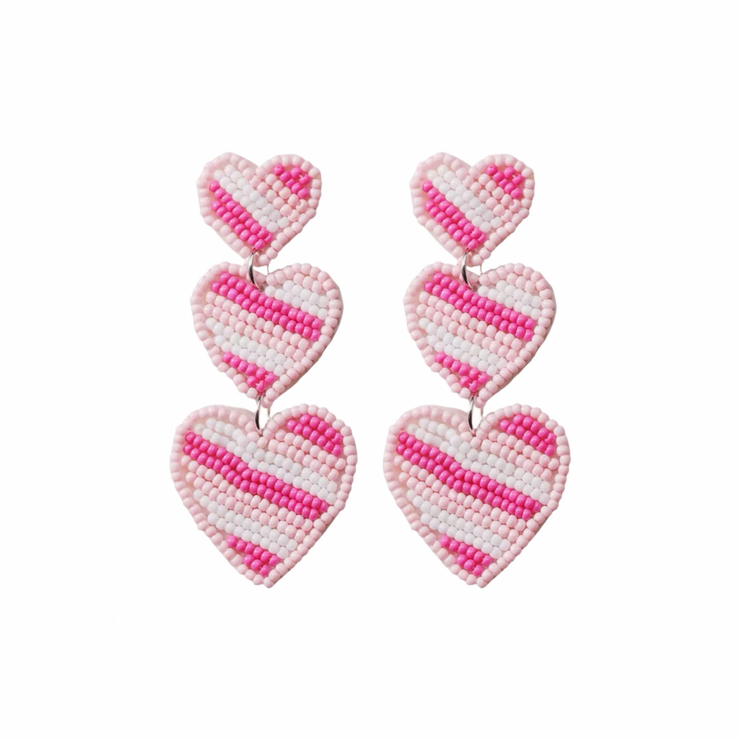 Triple Heart Striped Earrings