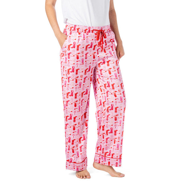 Boots and Bubbles Satin Pajama Pants