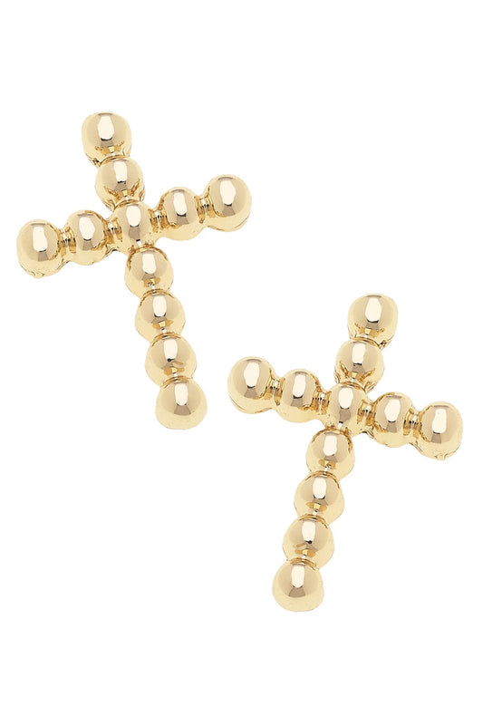 Beaded Cross Stud Earrings