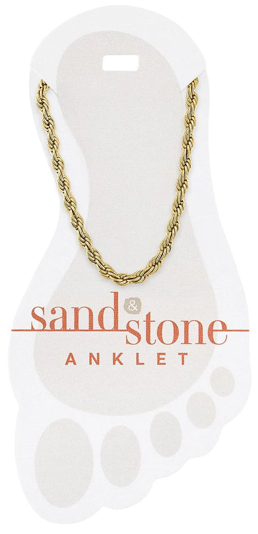 Gold Rope Chain Sand & Stone Anklet