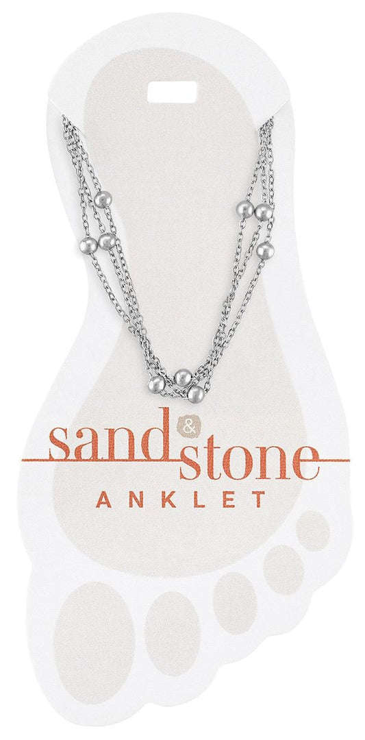 Silver Multi-Strand Sand & Stone Anklet