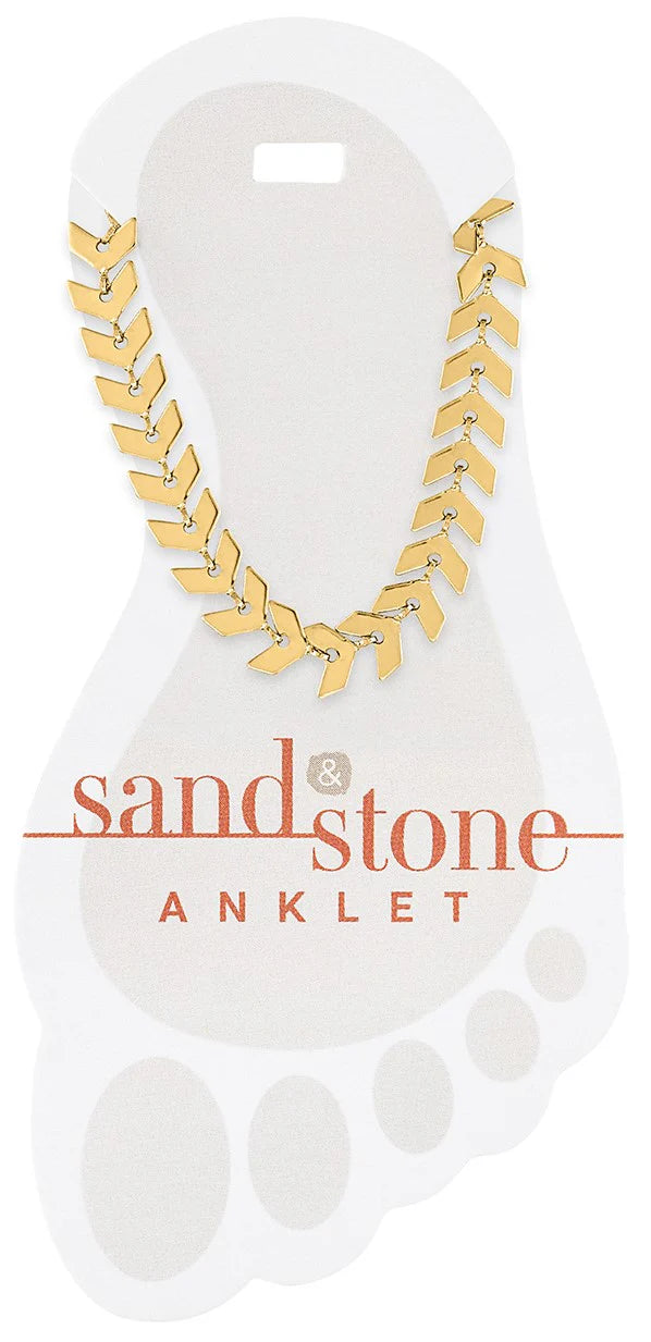 Gold Chevron Chain Sand & Stone Anklet