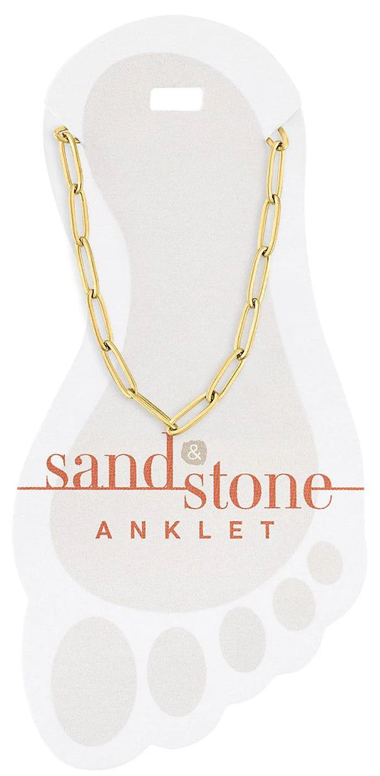 Gold Paperclip Sand & Stone Anklet