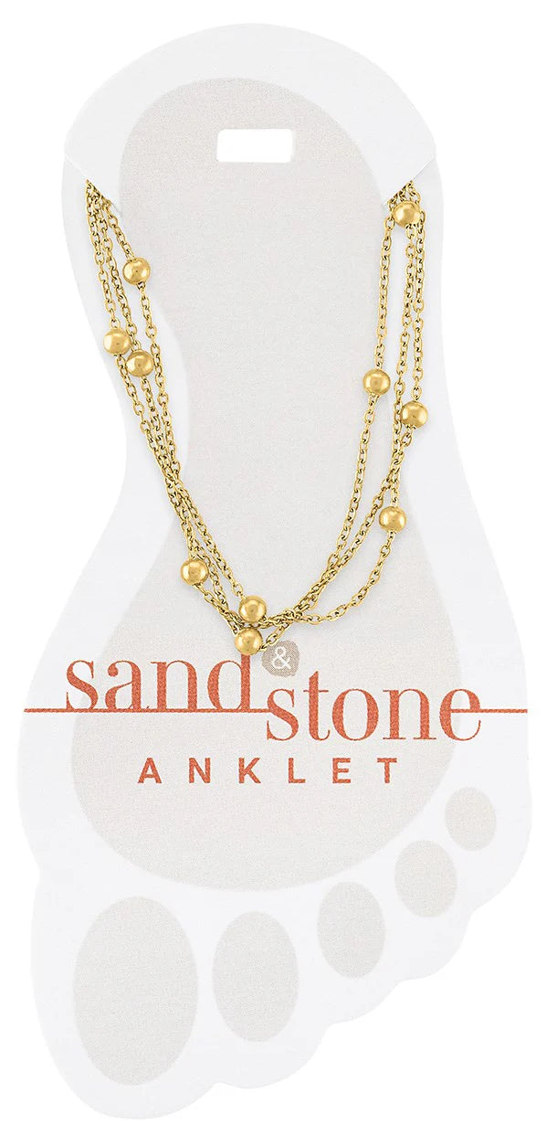 Gold Multi-Strand Sand & Stone Anklet