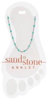 Silver Petite Blue Beaded Chain Sand & Stone Anklet