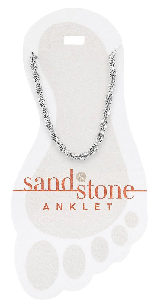 Silver Rope Chain Sand & Stone Anklet